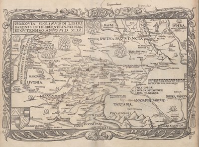 地图俄罗斯从：评.. Moscoviticarum，1556 作者 不明