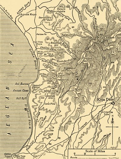 萨里·拜尔（Sari Bair），加里波利半岛地图，第一次世界大战，1915年，c1920年。 作者 不明