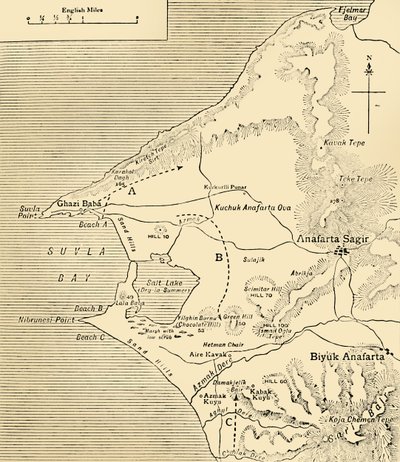 加里波利半岛苏夫拉湾地图，第一次世界大战，1915年，c1920年。 作者 不明