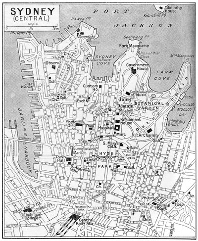 澳大利亚新南威尔士州悉尼市中心地图，建于1924年 作者 不明