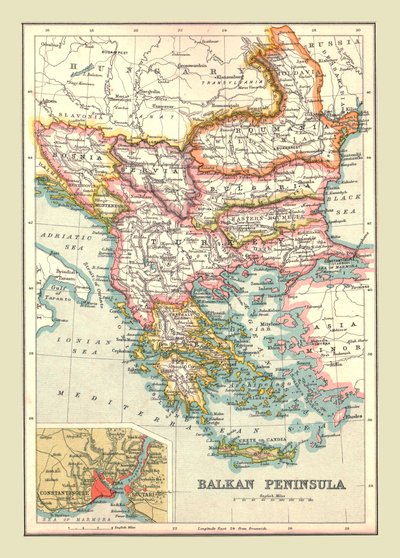 巴尔干半岛地图，1902年。 作者 不明