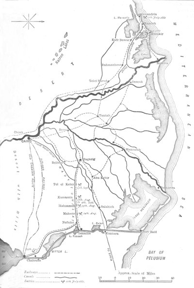 尼罗河三角洲地图，埃及战役中的战略要点，1882年，c1882-85 作者 不明