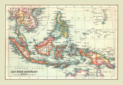 东印度群岛地图，1902年。 作者 不明