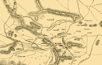 查德山谷的战斗地图，1901年。 作者 不明