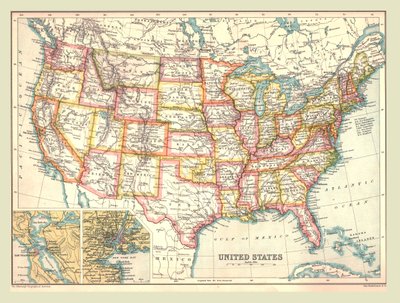 美国地图，1902年。 作者 不明
