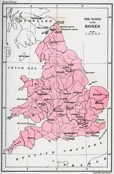 玫瑰战争地图，1893年15世纪 作者 不明
