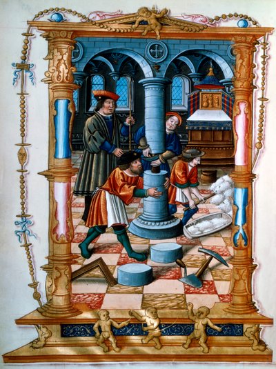 梅森在教堂里建造支柱，c1525 作者 不明