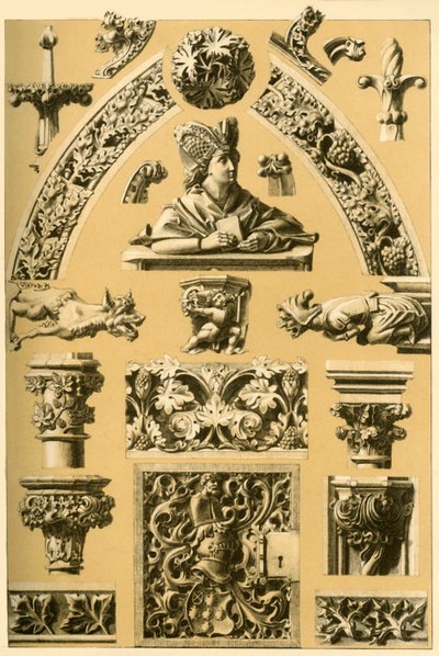 中世纪建筑装饰和雕塑，1898年。 作者 不明