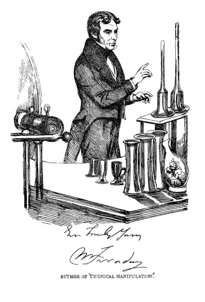 迈克尔·法拉第（Michael Faraday）在伦敦皇家学会讲学，大约1835年 作者 不明