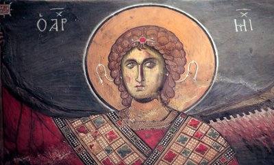 Mickael Archangel 来自Panagia tou Arakos教堂的拜占庭壁画 12世纪的塞浦路斯彩绘教堂 教科文组织遗址特罗多斯，塞浦路斯 作者 不明