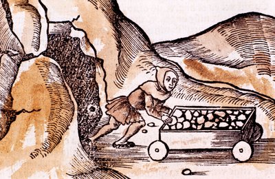 矿工从矿井入口推手推车，1508年 作者 不明