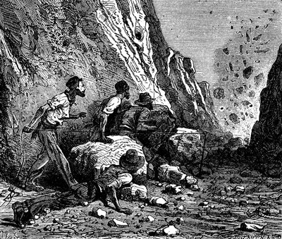 矿工爆破，1879年。 作者 不明
