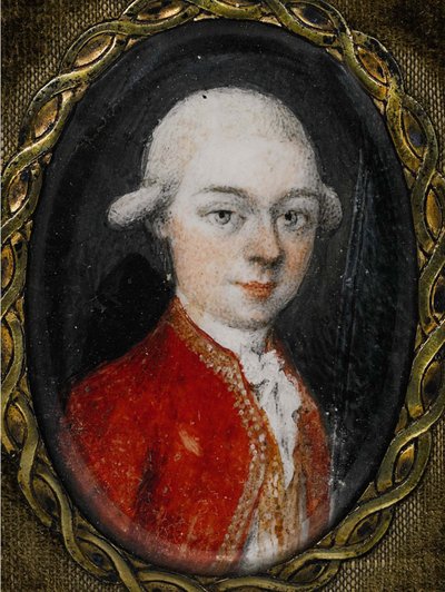 沃尔夫冈·阿玛迪斯·莫扎特的缩影肖像，1756-1791，1777年 作者 不明