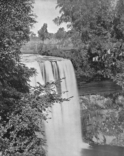 美国明尼苏达州明尼阿波利斯市的明尼哈哈瀑布（Minnehaha Falls），摄于1900年。 作者 不明