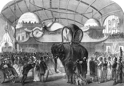 机器模型连体部分中的大象模型，1867年 作者 不明