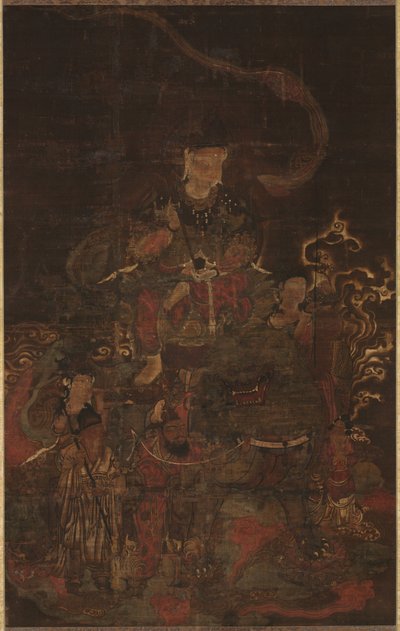 文殊和侍从，1200多岁。 作者 不明