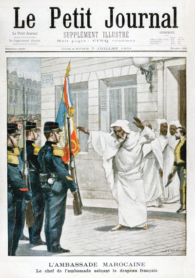 摩洛哥大使馆，首席大使向法国国旗致敬，1901年 作者 不明