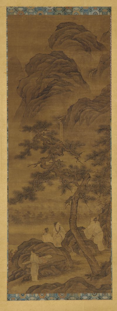 山水：松树下的三位诗人和一位侍者，明朝，16世纪。 作者 不明