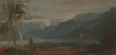 有人物和牛的山区风景，1806至1807年。 作者 不明