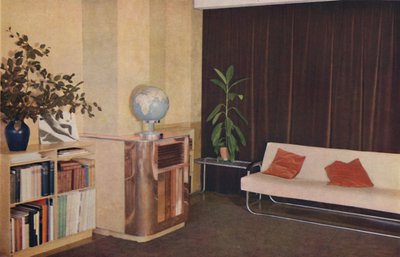 JC Pritchards先生在Isokon Lawn Road Flats的客厅，1936年 作者 不明