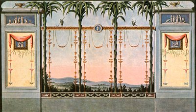 1928年，德国莱比锡，毗邻花园的画廊大厅的壁画装饰。 作者 不明