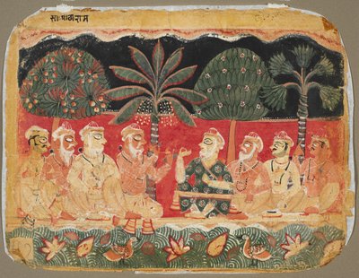 《南达与长老》，《博伽梵歌》上的页面c。 1525。 作者 不明