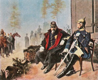 1870年9月2日，拿破仑三世和Bi斯麦在Donchery的织布工小屋里。 作者 不明