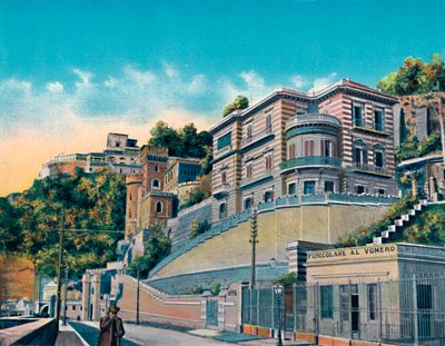 那不勒斯-Corso Vittorio Emanuele，酒店Bertolini和Funicolare Vomero，摄于1900年。 作者 不明