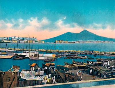 那不勒斯-Mergellina Con Vesuvio，Mergellina和维苏威火山，摄于c1900年。 作者 不明