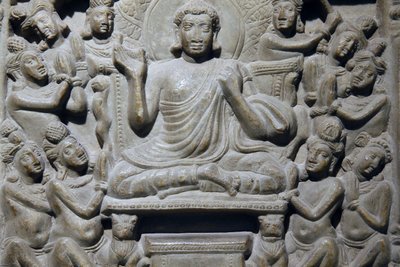 National museum of India, Delhi. Ayaga frieze depicting scenes from Buddha
