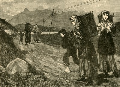1898年的土著人争取泥炭。 作者 不明