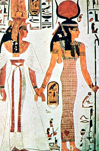 Nefertari和Isis，来自公元前13世纪Theban墓的古埃及壁画 作者 不明