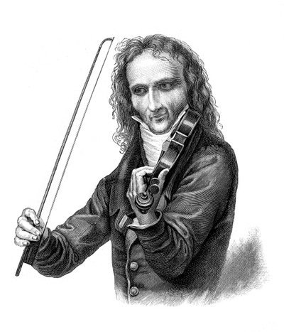尼科洛·帕格尼尼（Nicolo Paganini），十九世纪意大利小提琴手，紫罗兰色，吉他手和作曲家，1900年 作者 不明