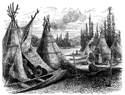 1874年夏季在北美Cree印度人定居 作者 不明