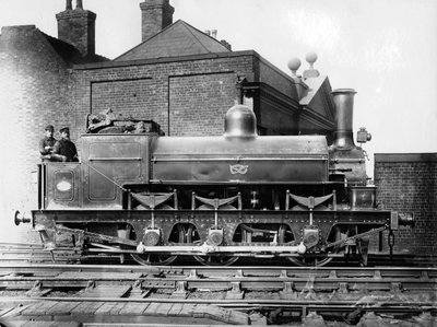 北斯塔福德郡0-6-0蒸汽机车，带驾驶员和消防员在踏板上，19世纪 作者 不明