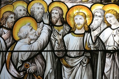 Notre Dame de Beaune church stained glass window : Saint Pierre proteste de sa fidelite au Christ Beaune France 作者 不明