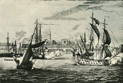 旧威廉堡（Fort William），摄于1736年，河，摄于1925年。 作者 不明