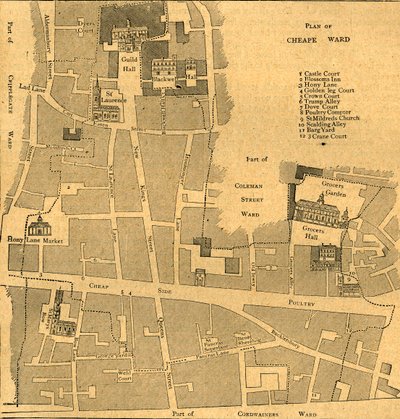 廉价病房旧地图-约1750年，1897年。 作者 不明