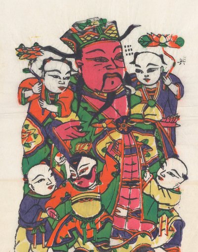 一百三十五幅木版画，包括新年图画nianh...，19-20世纪。 作者 不明