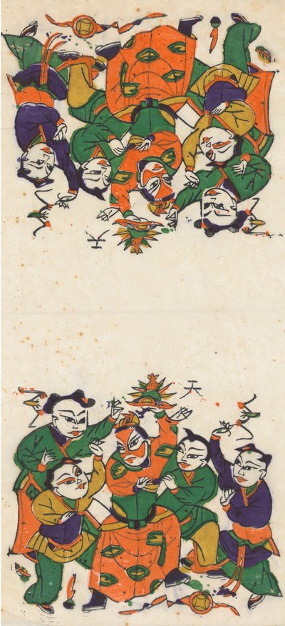 一百三十五幅木版画，包括新年图画nianh...，19-20世纪。 作者 不明