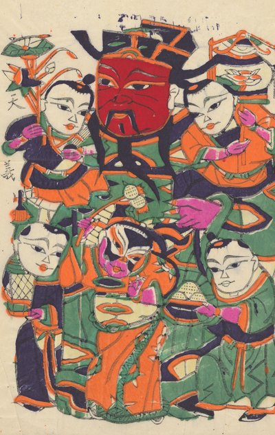 一百三十五幅木版画，包括新年图画nianh...，19-20世纪。 作者 不明