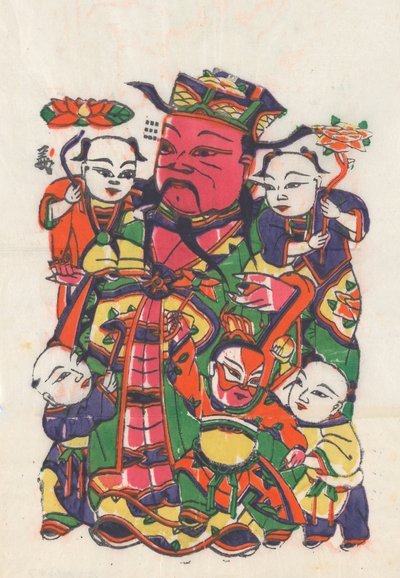 一百三十五幅木版画，包括新年图画nianh...，19-20世纪。 作者 不明