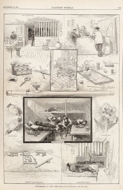 1881年9月24日，哈珀周刊，1881年在纽约吸烟 作者 不明