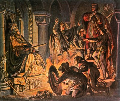 奥托三世（Otto III）参观公元1000年的查理曼大帝墓，1936年。 作者 不明