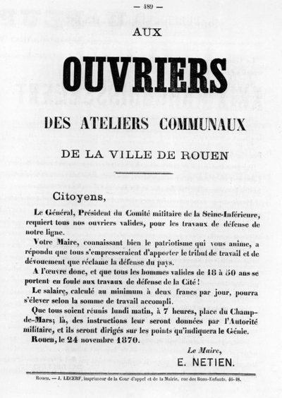 1871年5月巴黎公社法国政治海报上的示威者 作者 不明