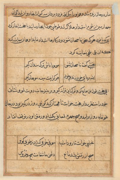 鹦鹉的故事》中的一页Tuti-nama：文本页，约1560年。 作者 不明