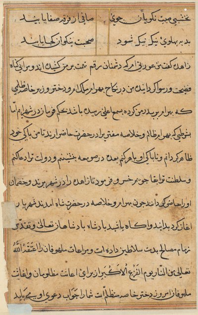 鹦鹉的故事》中的一页Tuti-nama：文本页，约1560年。 作者 不明