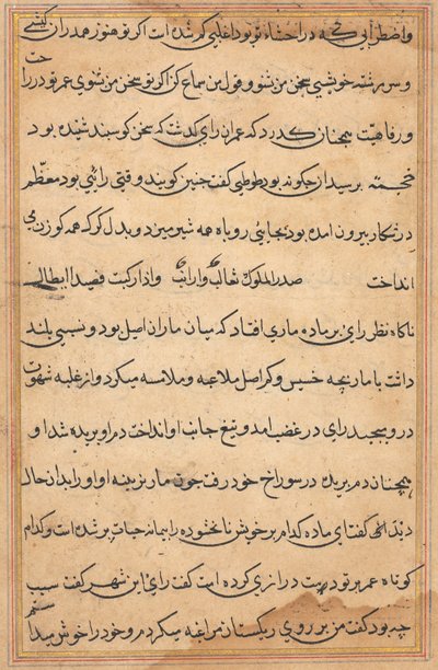 鹦鹉的故事》中的一页Tuti-nama：文本页，约1560年。 作者 不明