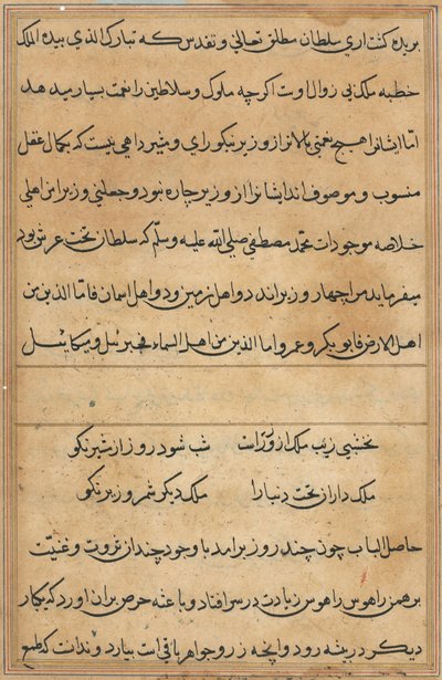 鹦鹉的故事》中的一页Tuti-nama：文本页，约1560年。 作者 不明