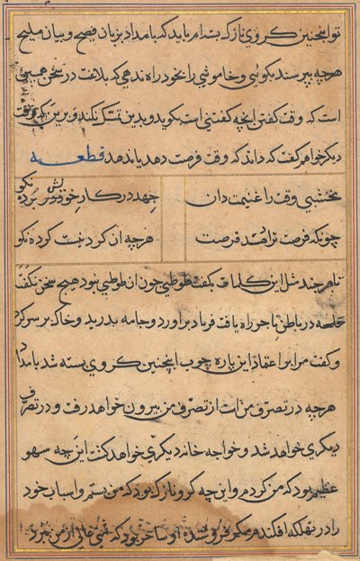 鹦鹉的故事》中的一页Tuti-nama：文本页，约1560年。 作者 不明